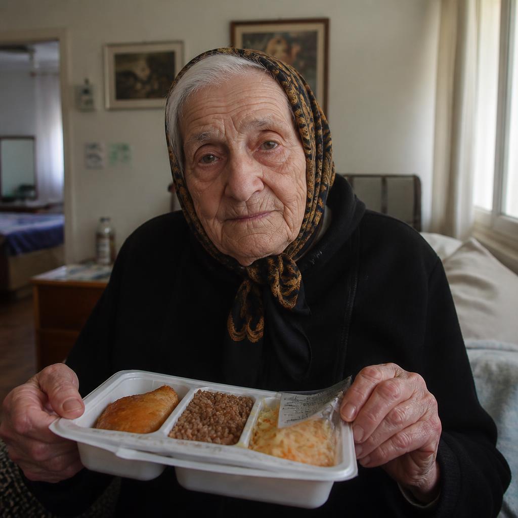 מתנדבת מוסרת ארוחה לניצול שואה